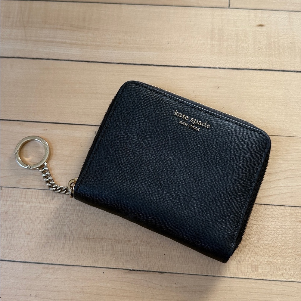 Kate Spade Black Leather Wallet with Keychain